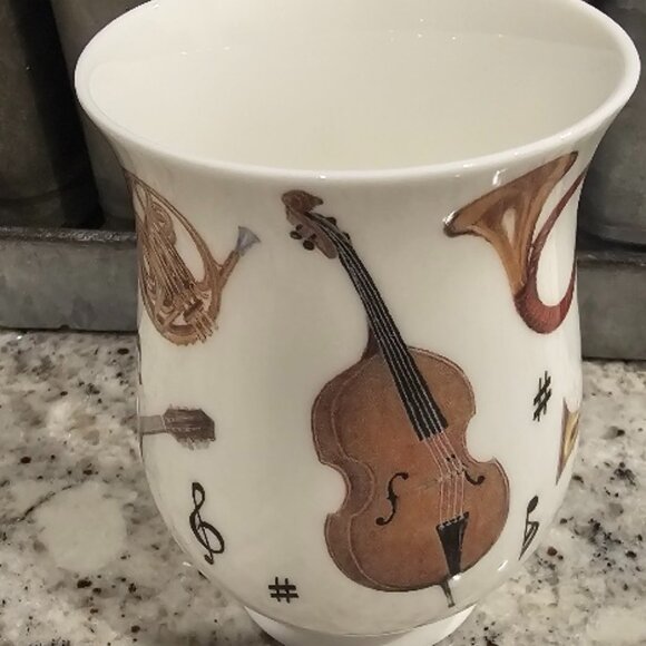 Porcelain Coffee Cup, Espresso Tea Cup, Saucer Violin Cello Musical Instruments - Picture 8 of 10